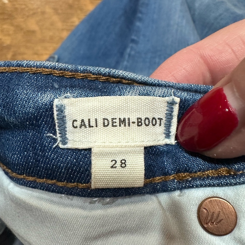 Madewell Cali Demi boot sz‎ 28 Blue Distressed Flare Jeans JB1 - Picture 7 of 8